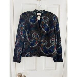 Vtg NWT's Susan Bristol 90's Women's Sz 14 Floral Paisley Blazer Jacket Academia